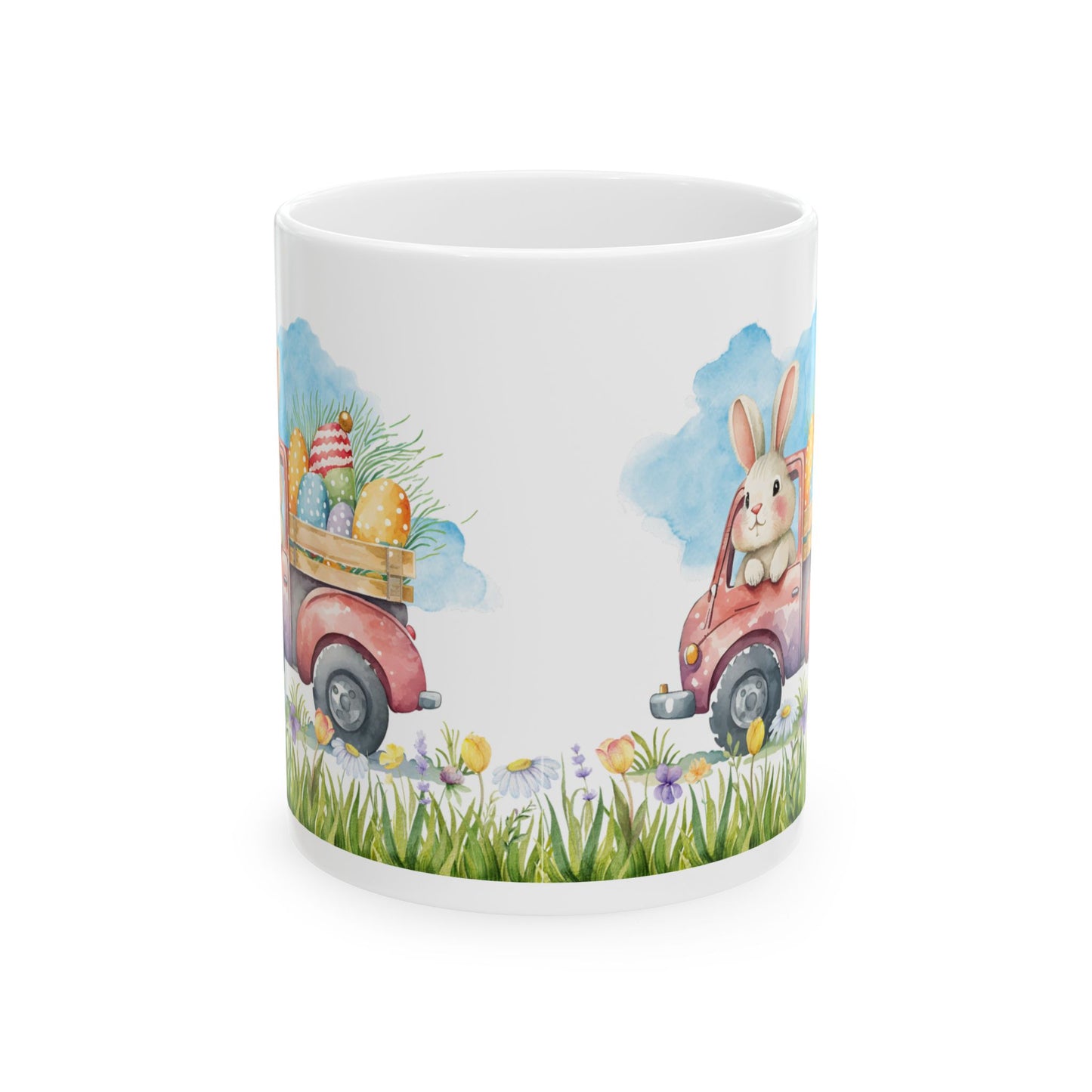 Bunny Easter Truck Ceramic Mug (11oz, 15oz)