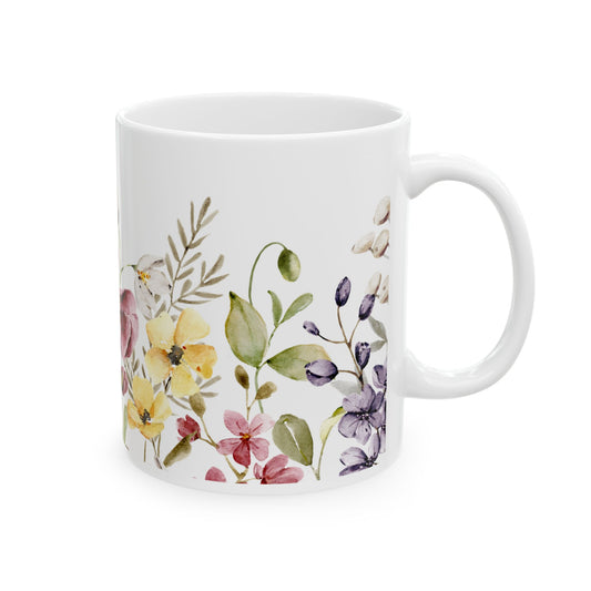 Bright Flowers Ceramic Mug, (11oz, 15oz)