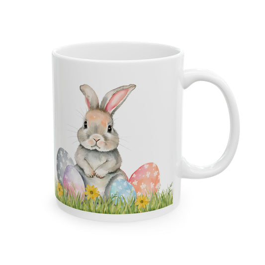 Easter Bunny Sitting in Eggs Ceramic Mug