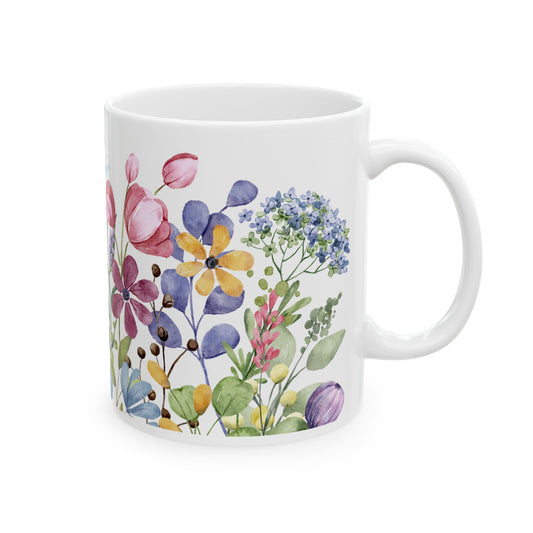 Bright Flowers Ceramic Mug, (11oz, 15oz)