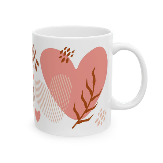 Abstract Hearts Ceramic Mug, (11oz, 15oz)