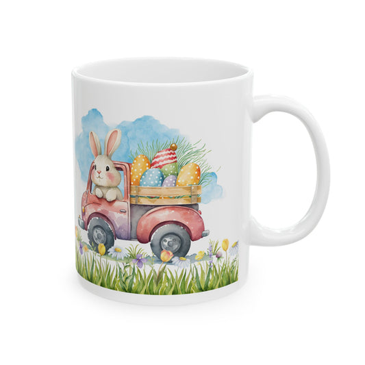 Bunny Easter Truck Ceramic Mug (11oz, 15oz)