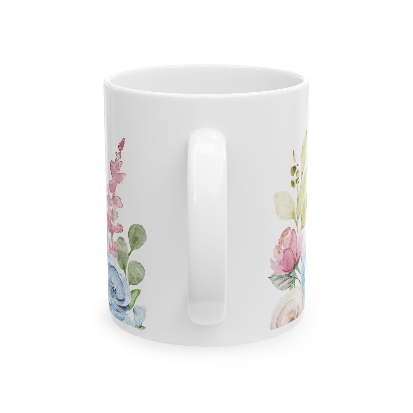 Blue & Pink Roses Ceramic Mug, (11oz, 15oz)